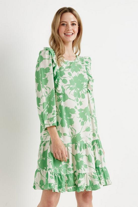 Wallis Green Floral Frill Shift Dress 2