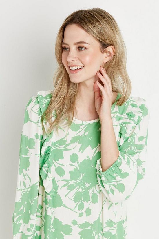 Wallis Green Floral Frill Shift Dress 4