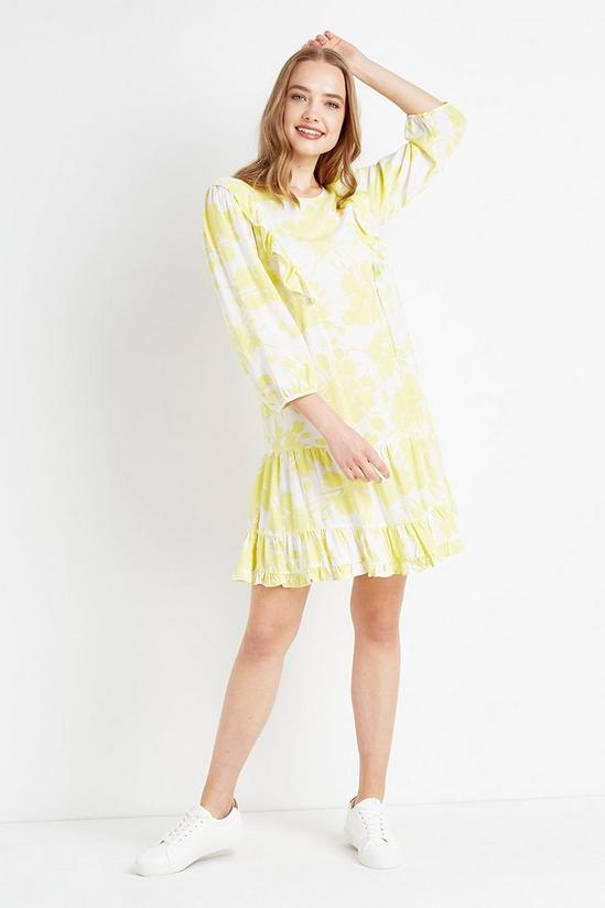 Wallis Lemon Floral Frill Shift Dress 1