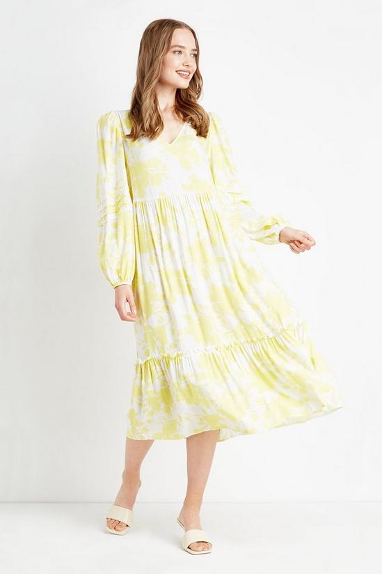 Wallis Lemon Floral Tiered Smock Dress 1