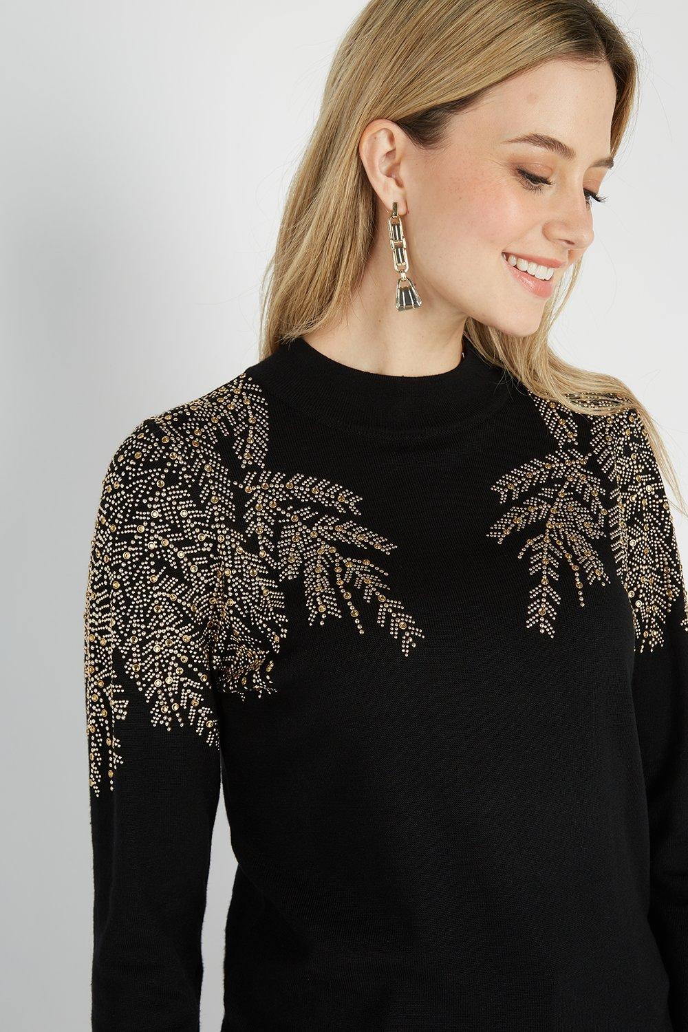 Wallis black sale studded jumper