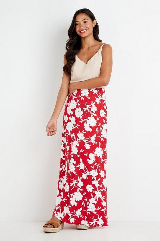 Wallis Red Floral Jersey Maxi Skirt 2