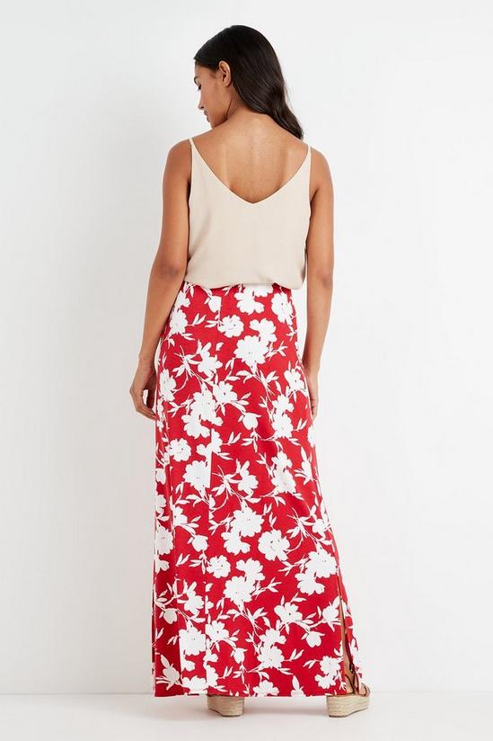 Wallis Red Floral Jersey Maxi Skirt 3