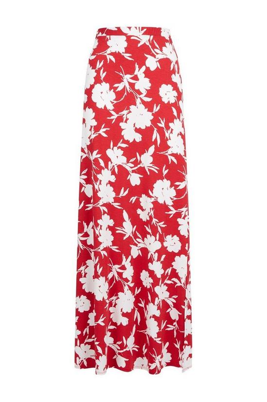 Wallis Red Floral Jersey Maxi Skirt 5