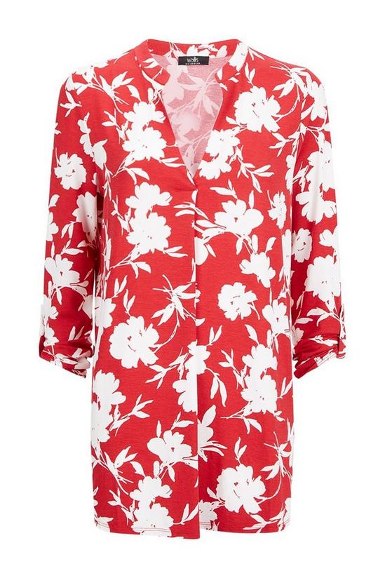 Wallis Red Floral Jersey Shirt 5