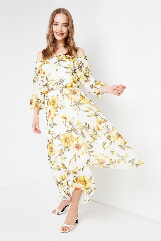 Wallis Sunflower Off Shoulder Tiered Midi Dress 1