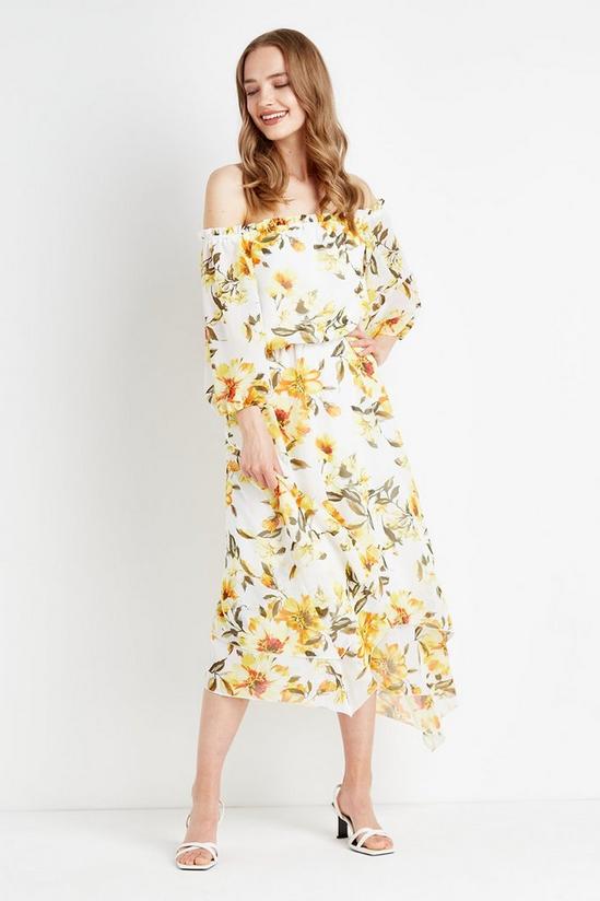 Wallis Sunflower Off Shoulder Tiered Midi Dress 2