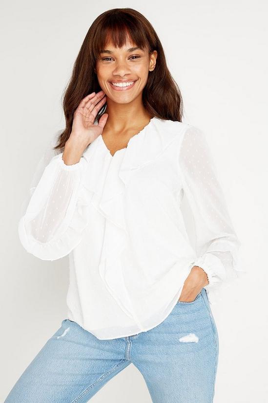 Wallis Ivory Frill Front Blouse 1