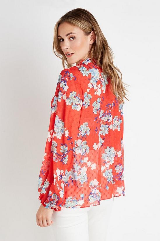 Wallis Red Floral Textured Blouse 3