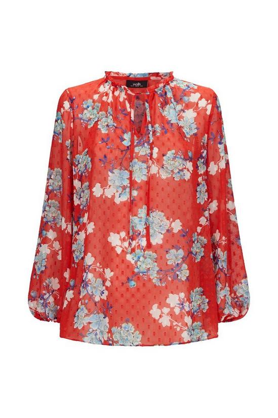 Wallis Red Floral Textured Blouse 5