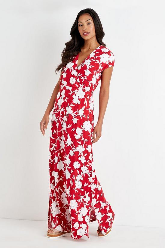 Wallis Red Floral Jersey Maxi Dress 2