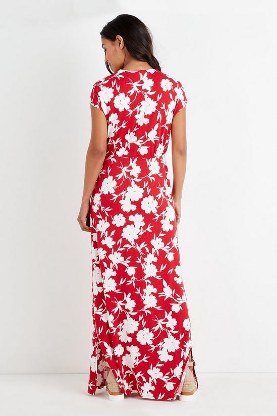 Wallis Red Floral Jersey Maxi Dress 3