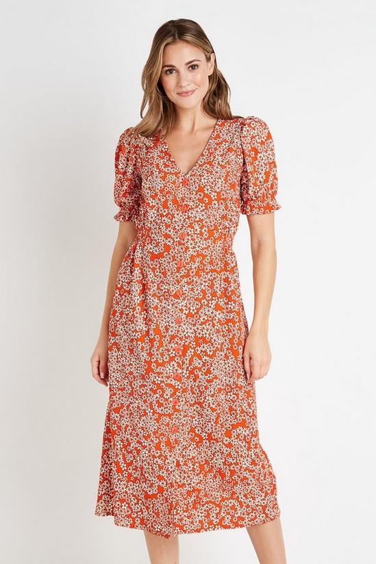 Wallis Orange Daisy Jersey Midi Dress 2