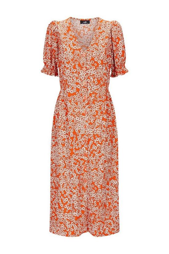 Wallis Orange Daisy Jersey Midi Dress 5