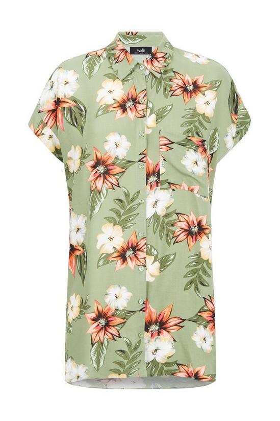 Wallis Khaki Tropical Long Line Shirt 5