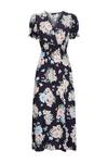 Wallis Black Floral Shirred Waist Midi Dress thumbnail 5