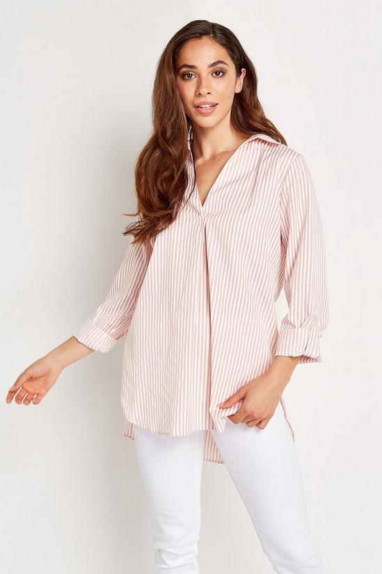 Wallis Blush Poplin Stripe Relaxed Shirt 1