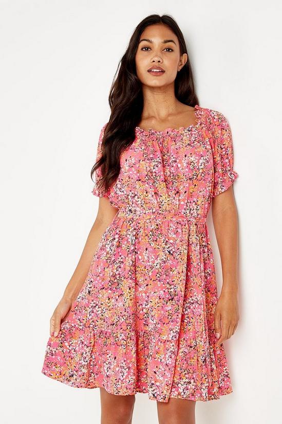 Wallis Pink Floral Tiered Short Dress 2