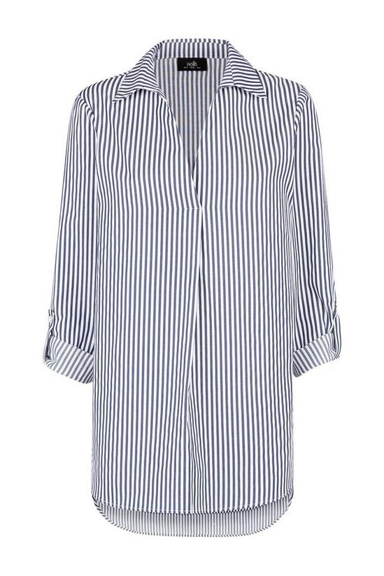 Wallis Navy Poplin Stripe Relaxed Shirt 5