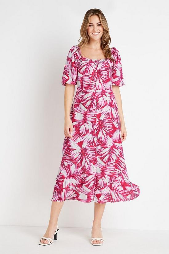Wallis Pink Palm Square Neck Dress 2
