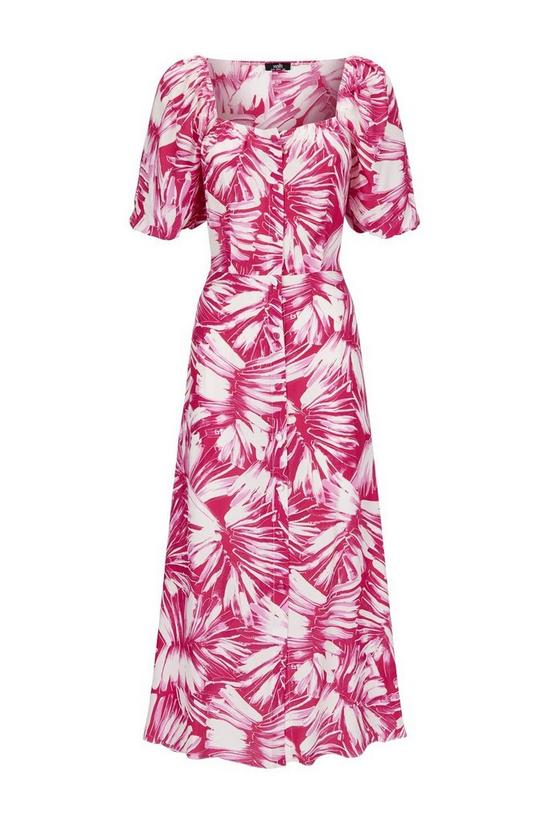 Wallis Pink Palm Square Neck Dress 5
