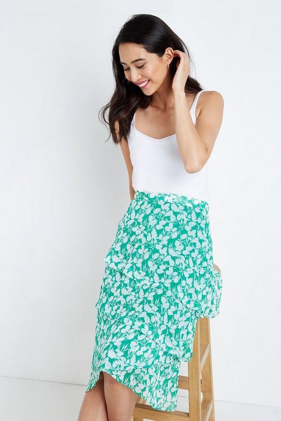 Wallis Petite Green Ditsy Floral Tiered Skirt 2