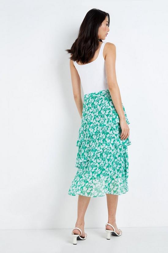 Wallis Petite Green Ditsy Floral Tiered Skirt 3