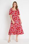Wallis Red and Pink Floral Square Neck Dress thumbnail 1