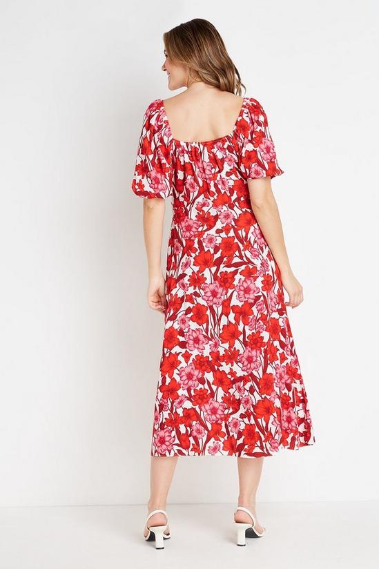 Wallis Red and Pink Floral Square Neck Dress 3