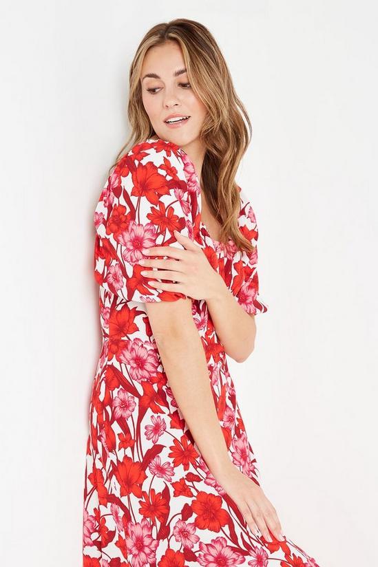 Wallis Red and Pink Floral Square Neck Dress 4