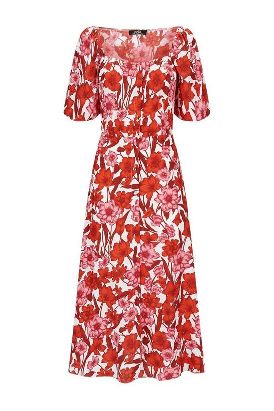 Wallis Red and Pink Floral Square Neck Dress 5