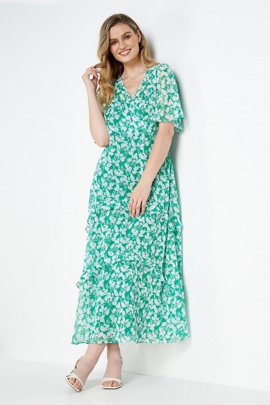 Wallis Petite Green Ditsy Floral Angel Sleeve Dress 2
