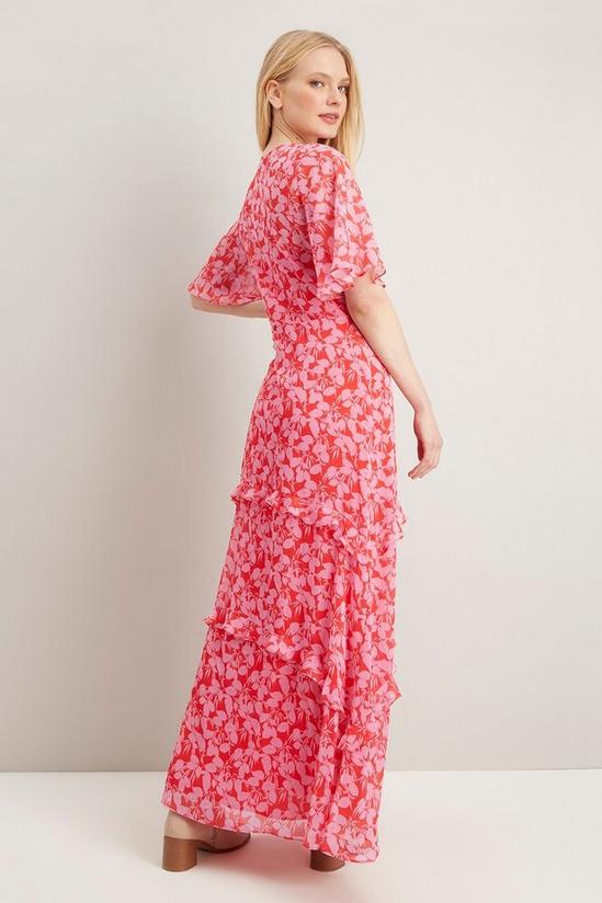 Wallis Ditsy Floral Red Pink Angel Sleeve Maxi Dress 3
