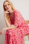 Wallis Ditsy Floral Red Pink Angel Sleeve Maxi Dress thumbnail 4