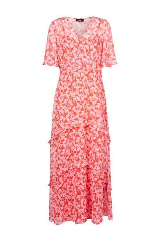 Wallis Ditsy Floral Red Pink Angel Sleeve Maxi Dress 5