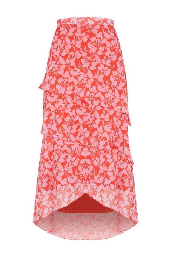 Wallis Ditsy Floral Red Pink Chiffon Skirt 5