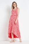 Wallis Ditsy Floral Red Pink Chiffon Ruffle Dress thumbnail 1