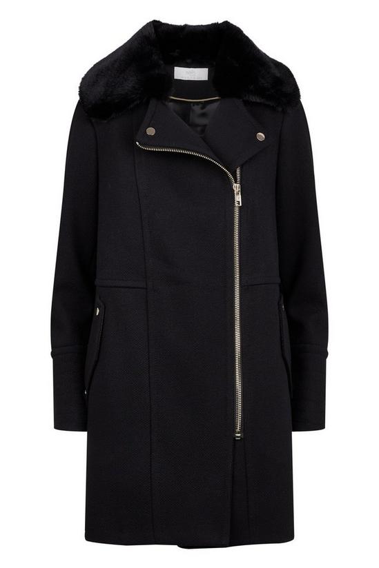 Wallis Petite Longline Zip Faux Fur Collar Coat 5