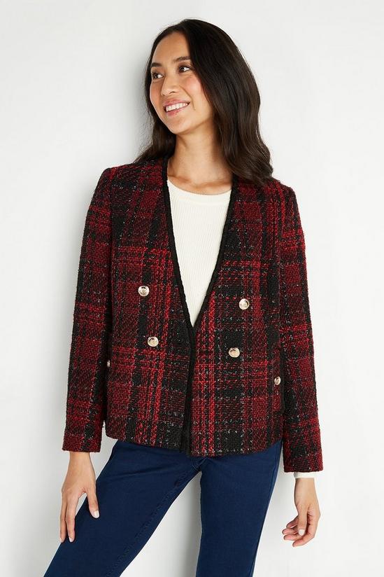 Wallis Red Check Short Double Breasted Jacket 1