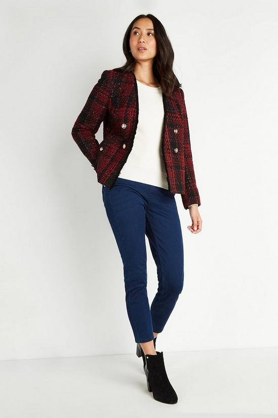 Wallis Red Check Short Double Breasted Jacket 2