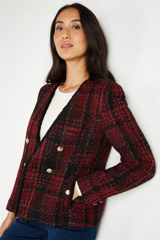 Wallis Red Check Short Double Breasted Jacket 4