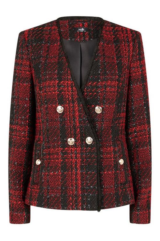 Wallis Red Check Short Double Breasted Jacket 5