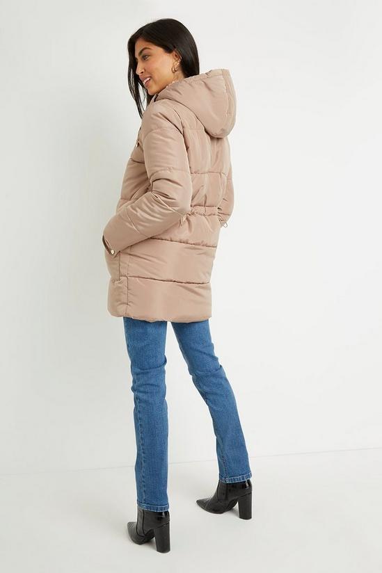 Wallis Borg Hooded Pocket Detail Quilted Coat 3