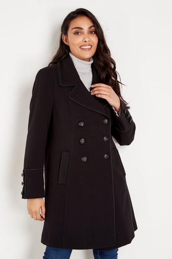 Wallis Petite Double Breasted Braided Military Coat 1