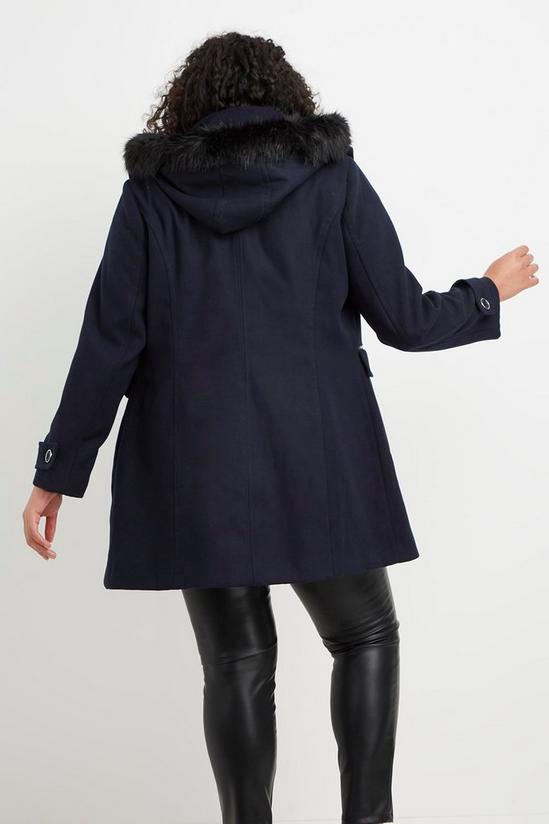 Wallis Curve Faux Fur Hooded Duffle Coat 3
