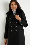 Wallis Double Breasted Faux Fur Collar Military Coat thumbnail 4
