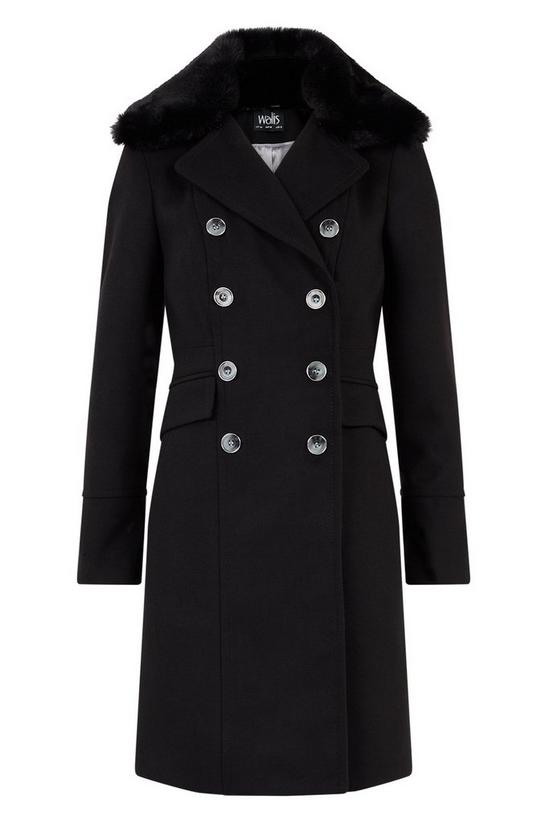 Wallis Double Breasted Faux Fur Collar Military Coat 5