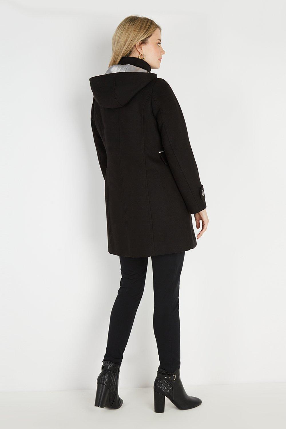 Wallis black hooded store duffle coat