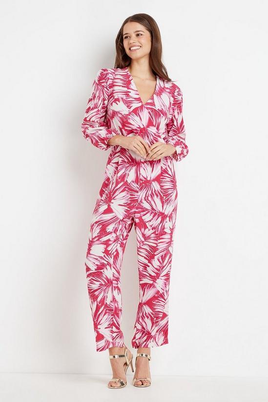 Wallis Pink Palm Wrap Jumpsuit 2