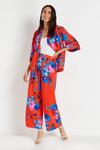 Wallis Red and Blue Floral Wide Leg Trousers thumbnail 1
